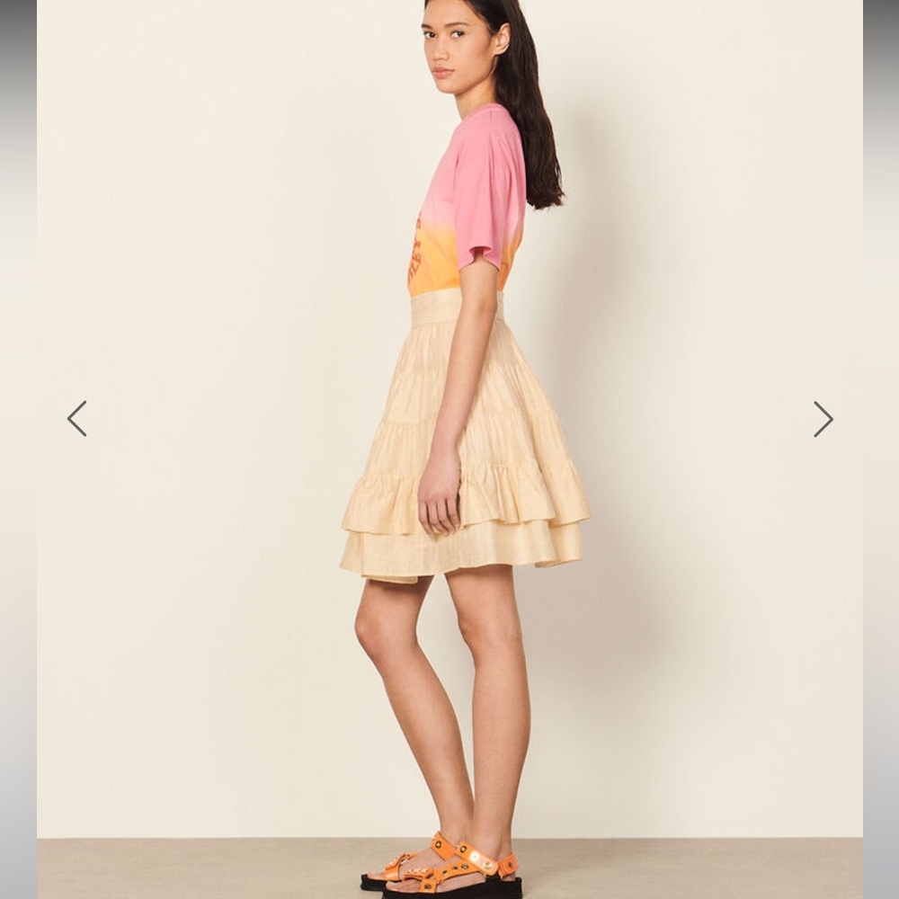 SANDRO| Beige Ruffled Skirt - Picture 2 of 12